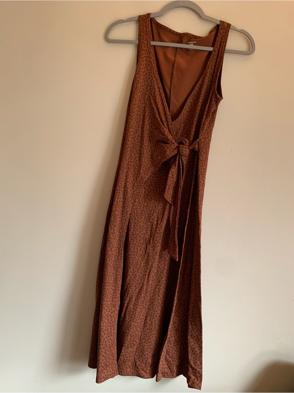 Patagonia Rust Brown Sleeveless Tie-Waist Maxi Dress Women Small Athletic